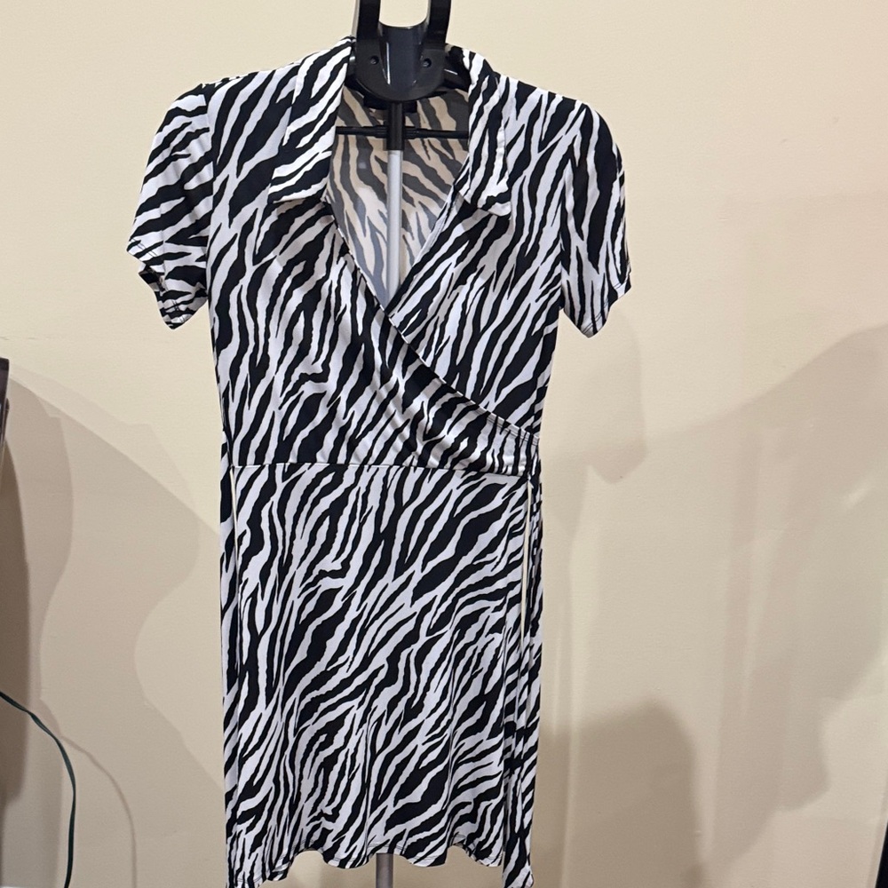 Stylish Zebra Print Wrap Mini Dress